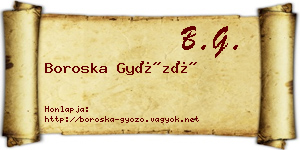 Boroska Győző névjegykártya